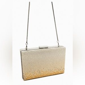 Zara Fantastic Elegant RHINESTONE BOX BAG. Gold